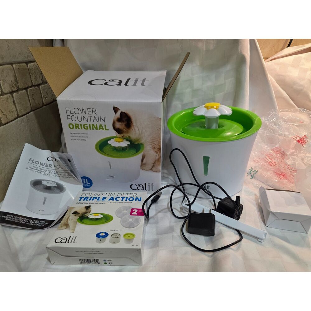 Catit Flower Fountain Original Cat Water Fountain 3L Model 43742 + Filters Box
